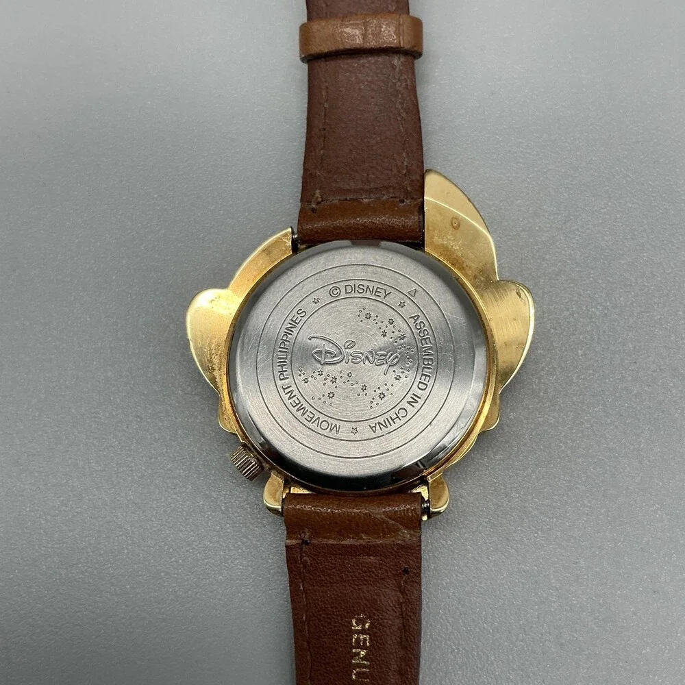 Timex Disney Dopey Womens Watch 35mm Gold Tone Brown Leather Band New Battery